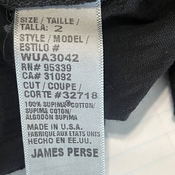 JAMES PERSE Sheer Slub Side Panel Button Down Shirt in Black Size 2 (Medium) - Picture 8 of 8